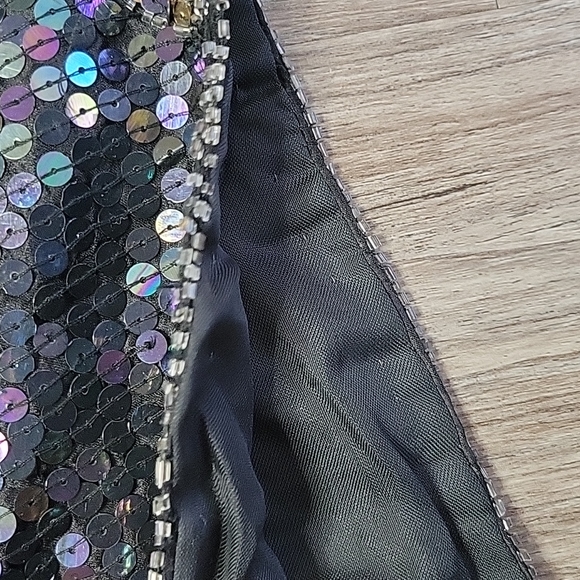 NWT Vintage Cee Cee Black Silk Sequin & Beaded High Rise Shorts Retro India MD - Picture 4 of 15